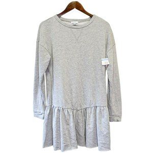 Susina Women's Size M Long Sleeve Round Neck Pleated Casual Dress Heather Gray